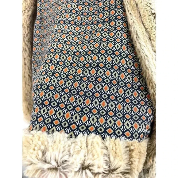 Faux Fur Beige MEDIUM Lining Pattern Open Vest Women's Mystree - Picture 7 of 13